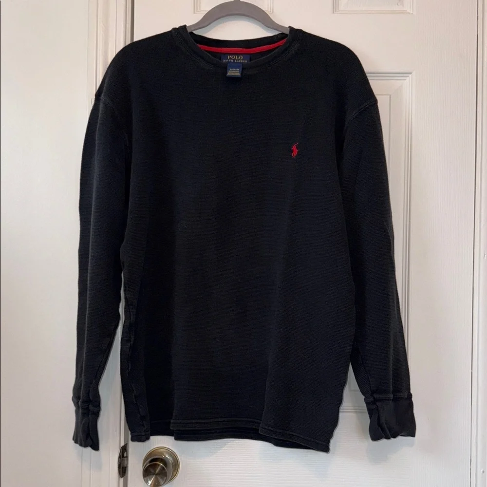 Polo Ralph Lauren Black Waffle Knit Thermal Long Sleeve Shirt Men’s XL